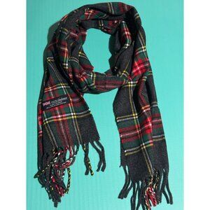 Beonon 100% Cashmere Scarf Made in Scotland - Red Green Black Plaid